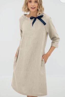 NWOT Le Muse A Line Dress Linen Blend The French Cocktail Beige Size XL